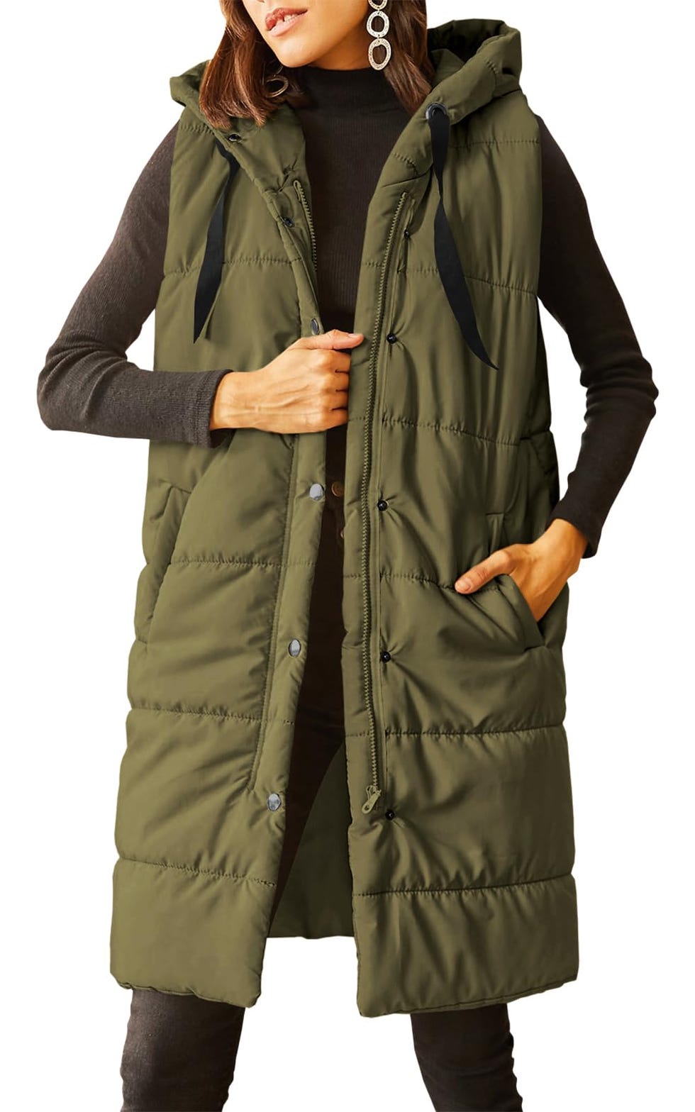  Long Quilted Puffer Vest 