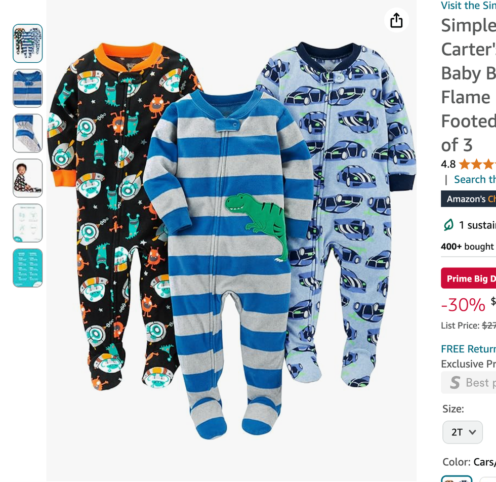 Three-Pack Footed Pajamas