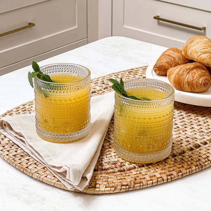 Cissy 10 Oz. Textured Beaded Clear Glass (Set Of 6)