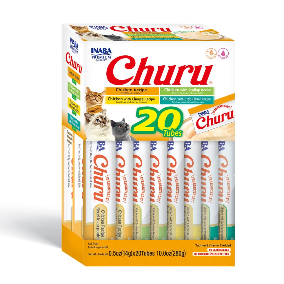 Lickable Churu Cat Treats, 10 Squeezable Tubes