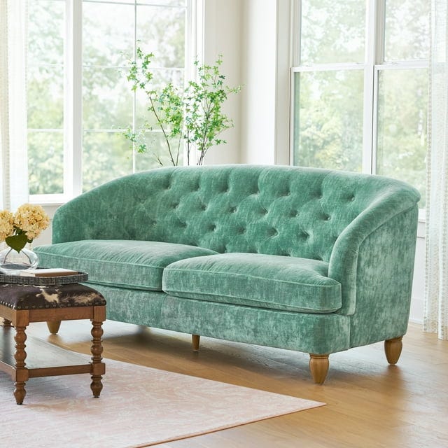 The Pioneer Woman Laurel Tufted Sofa in Jade