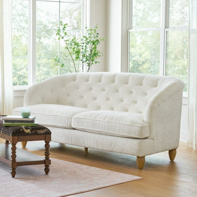 The Pioneer Woman Laurel Tufted Sofa in Antique White