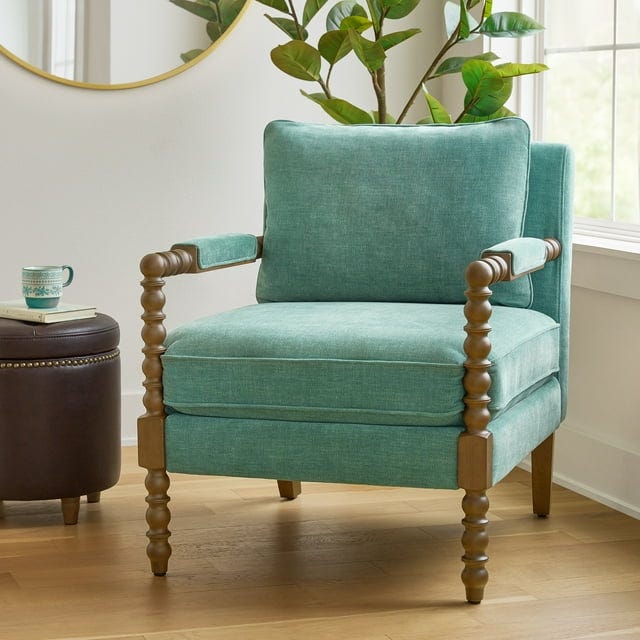 The Pioneer Woman Harper Spindle Accent Chair in Jade