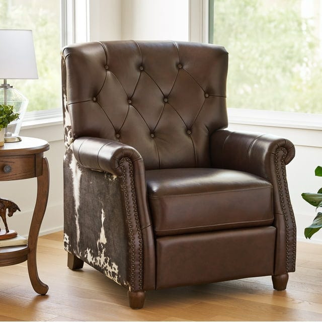 The Pioneer Woman Harper Faux Leather Recliner in Faux Cowhide
