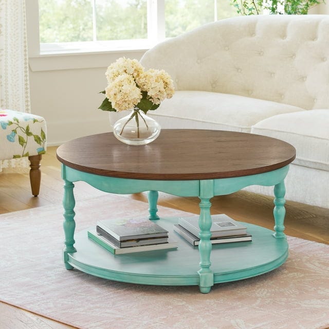 The Pioneer Woman Helen Round Coffee Table in Teal