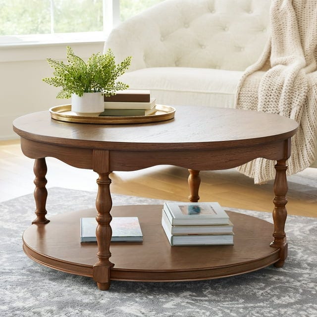 The Pioneer Woman Helen Round Coffee Table in Heirloom Brown