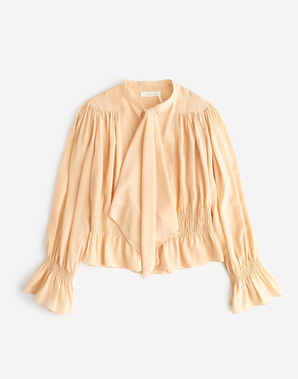 Chloé Neutral Pink Preowned Silk Ruffled Blouse