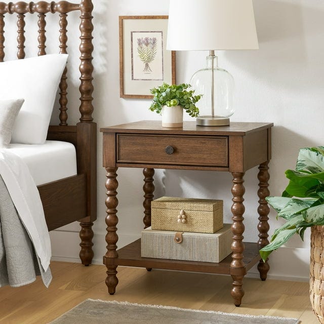 The Pioneer Woman Harper Spindle Nightstand in Homestead Brown