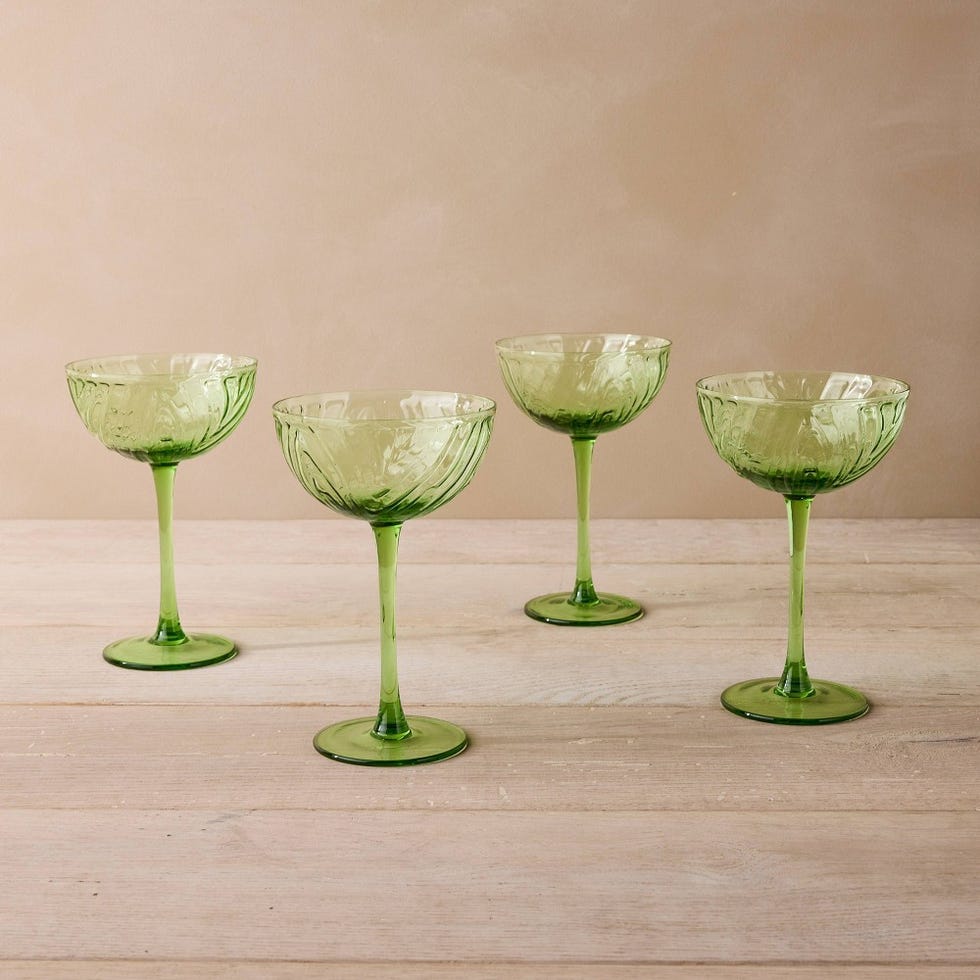 Green Coupe Glass, 4-Piece Set