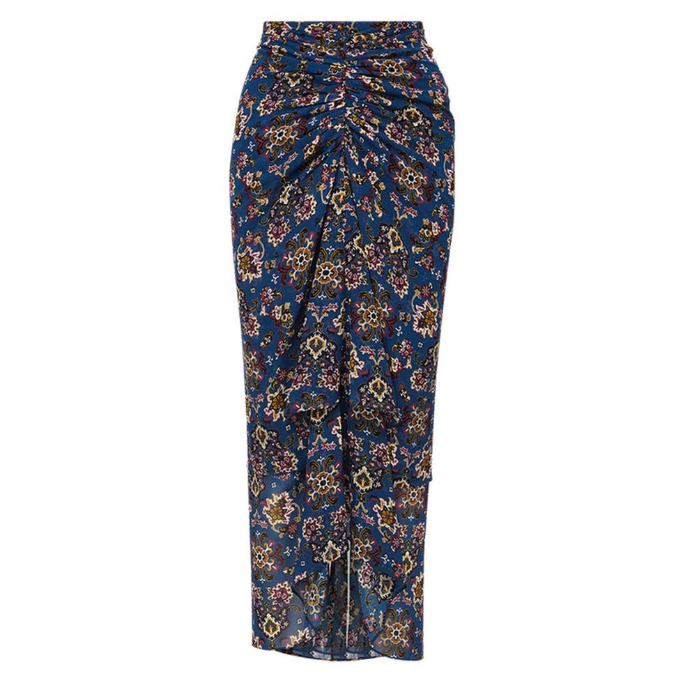 Sira Ruched Silk Skirt