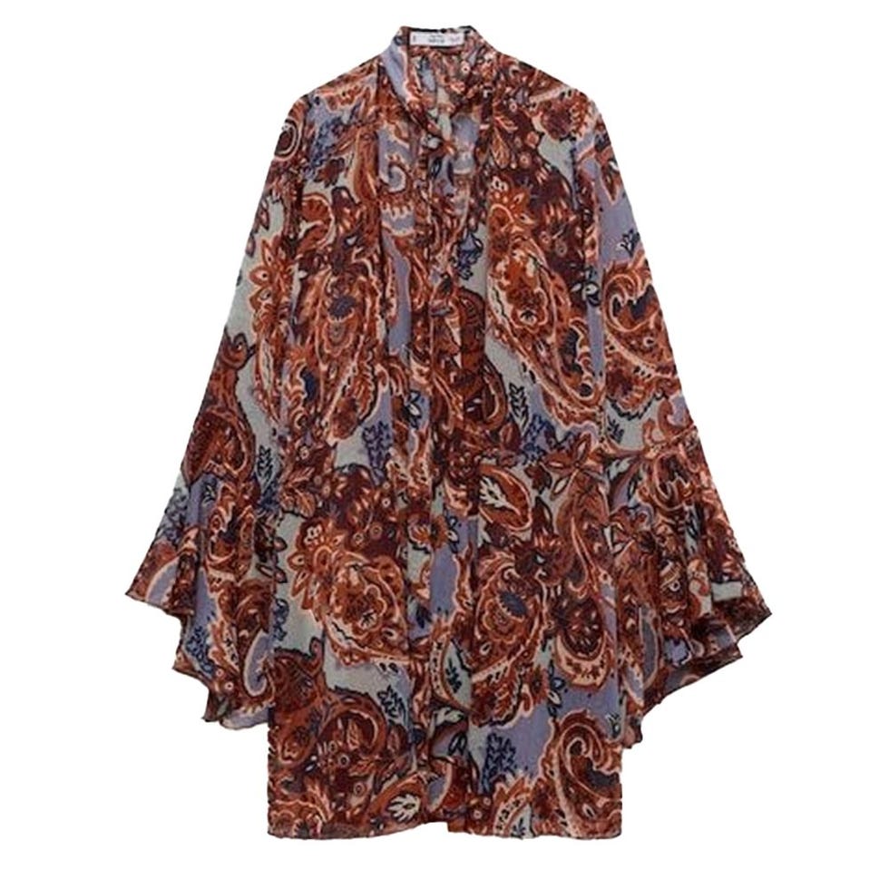 Ruffled Paisley-Print Dress