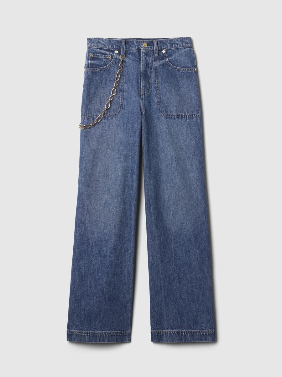 High rise stride chain jeans