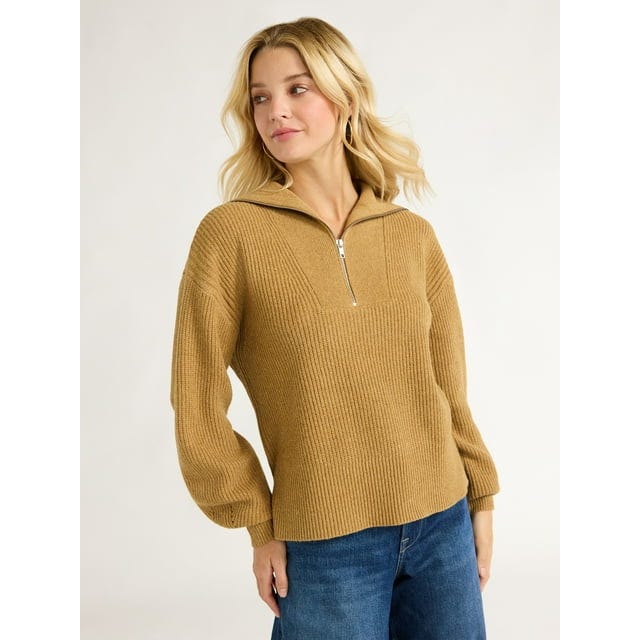 Half Zip Sweater with Long Sleeves