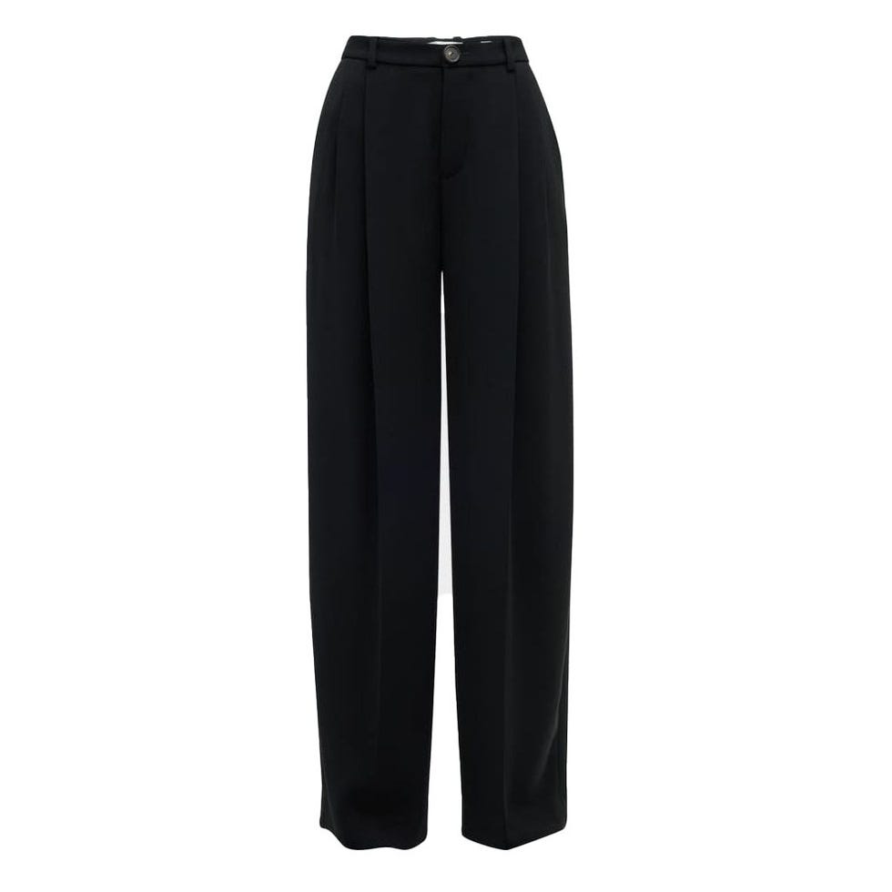 Drop-Waist Pleated Crepe Trousers