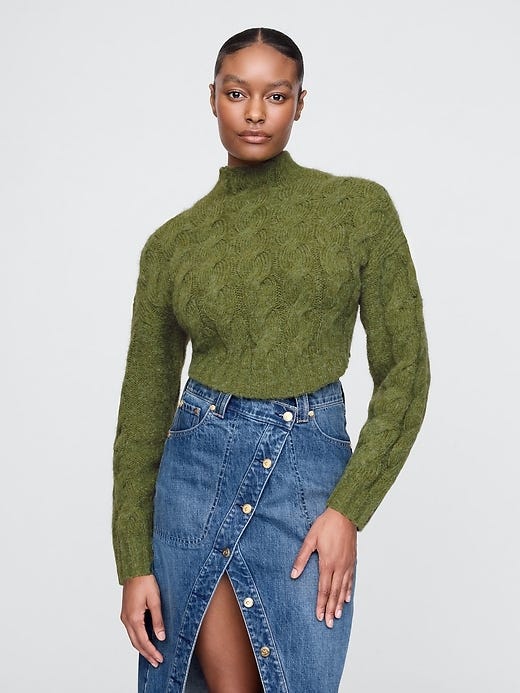 × Cult Gaia Cropped Cable-Knit Sweater