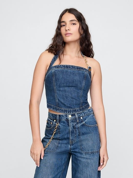 × Cult Gaia Cropped Denim Bustier