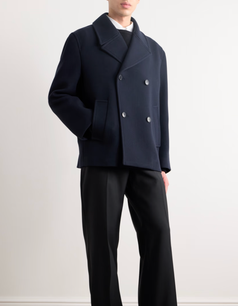 Double-Breasted Wool-Twill Peacoat