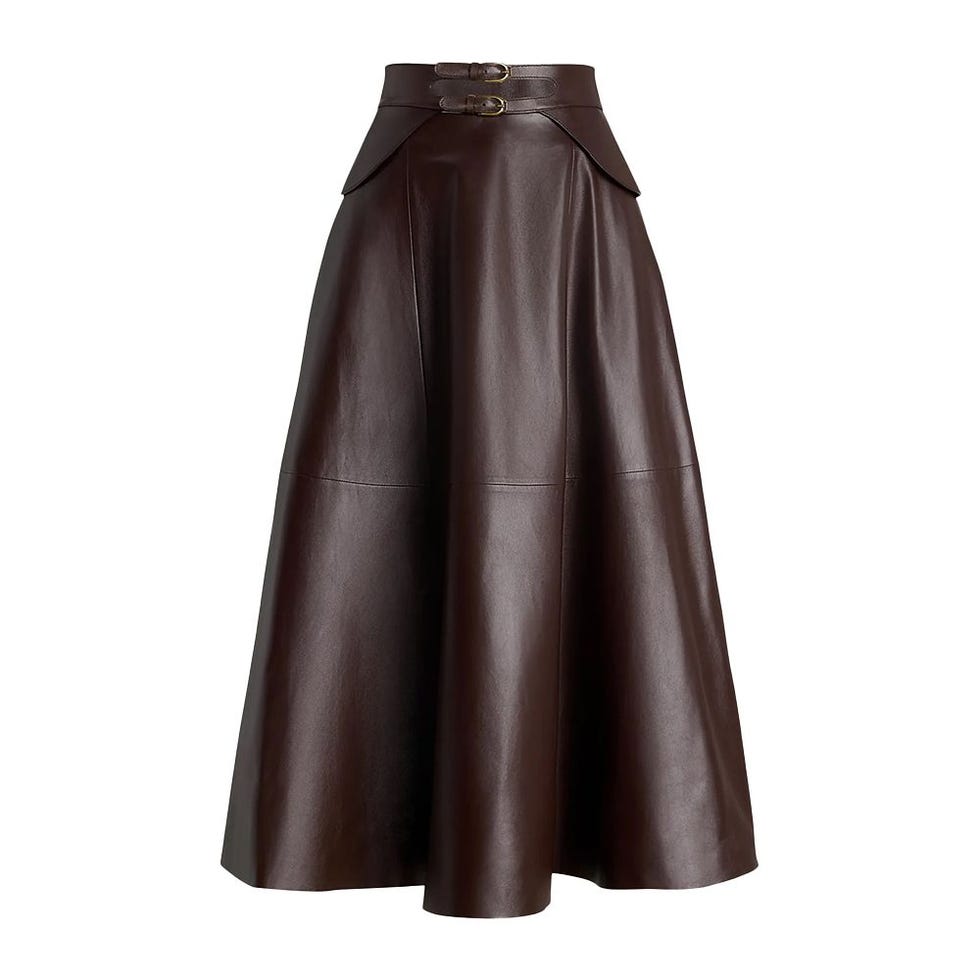 Millie skirt in soft leather with a circular cut