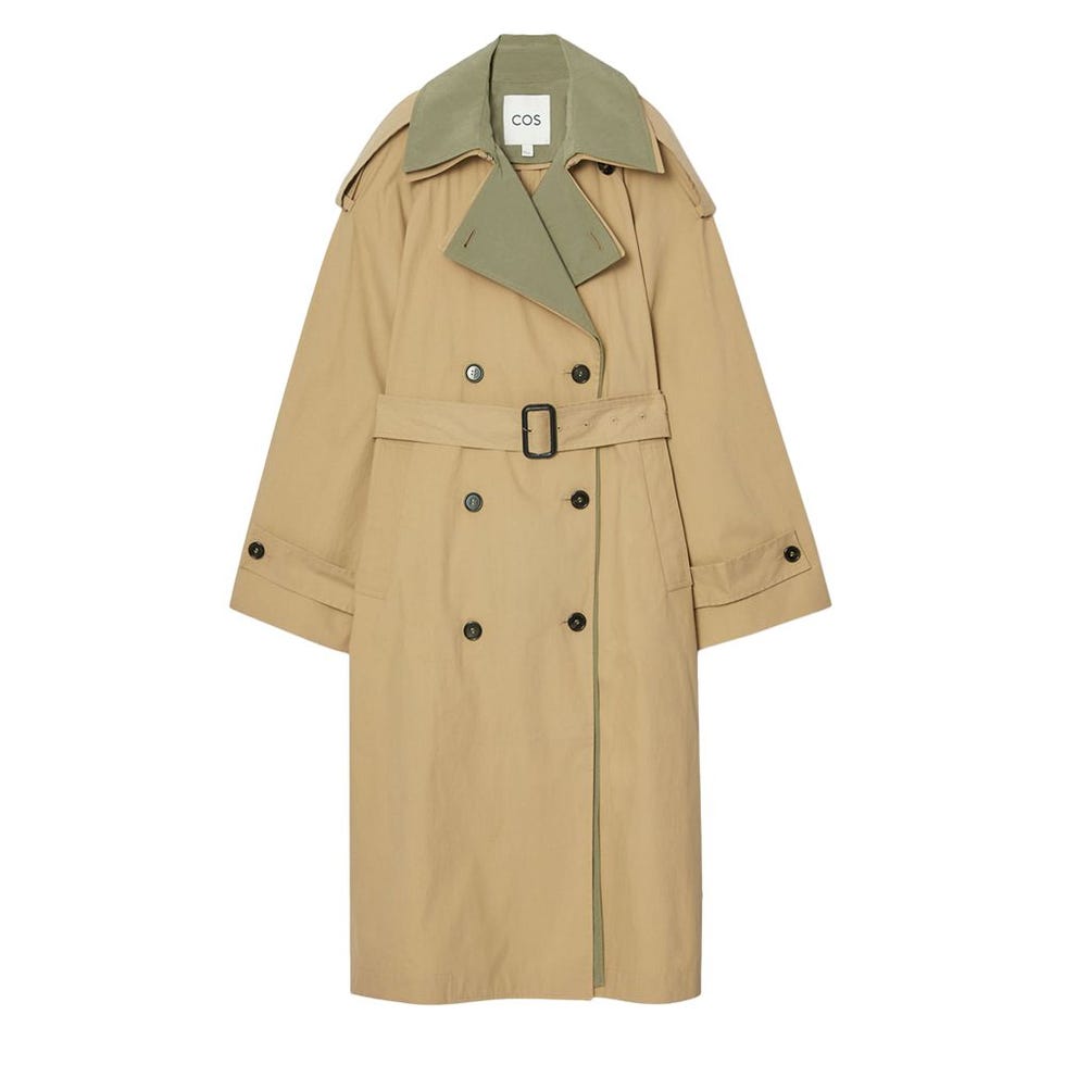 Layered double breasted trench coat 