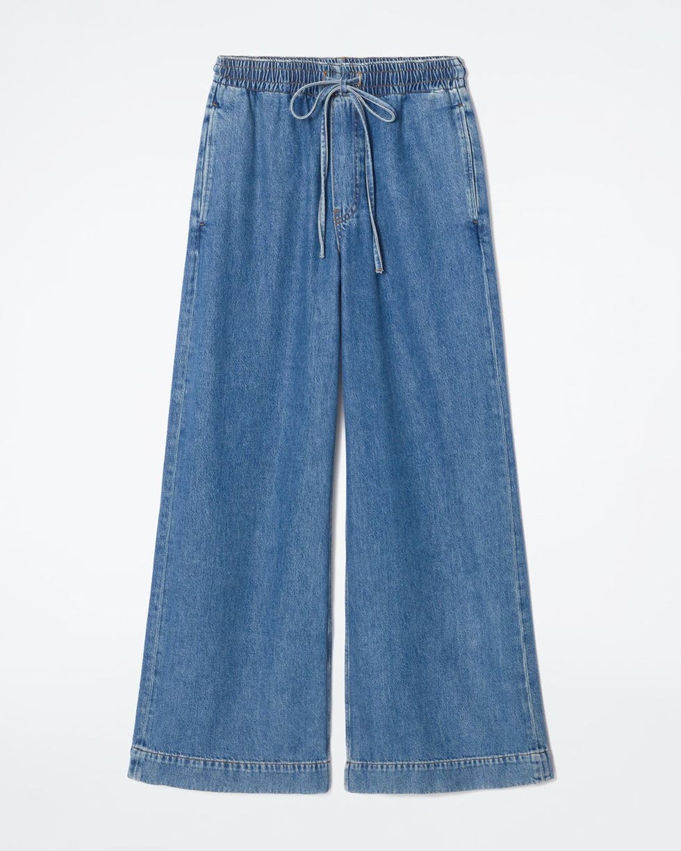 Wide-Leg Fluid Denim Pants