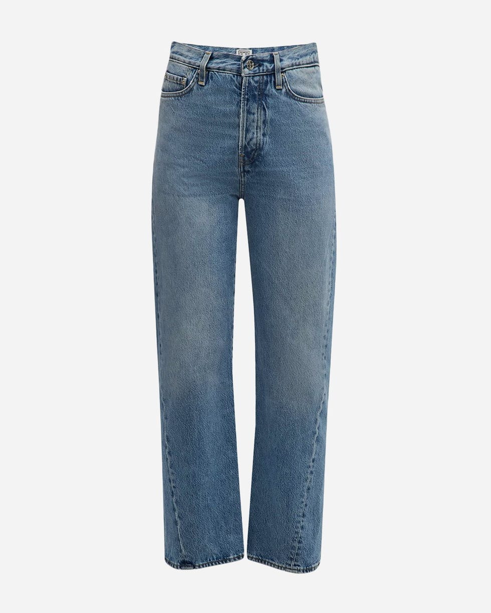 Jeans with a twisted hem and straight legs