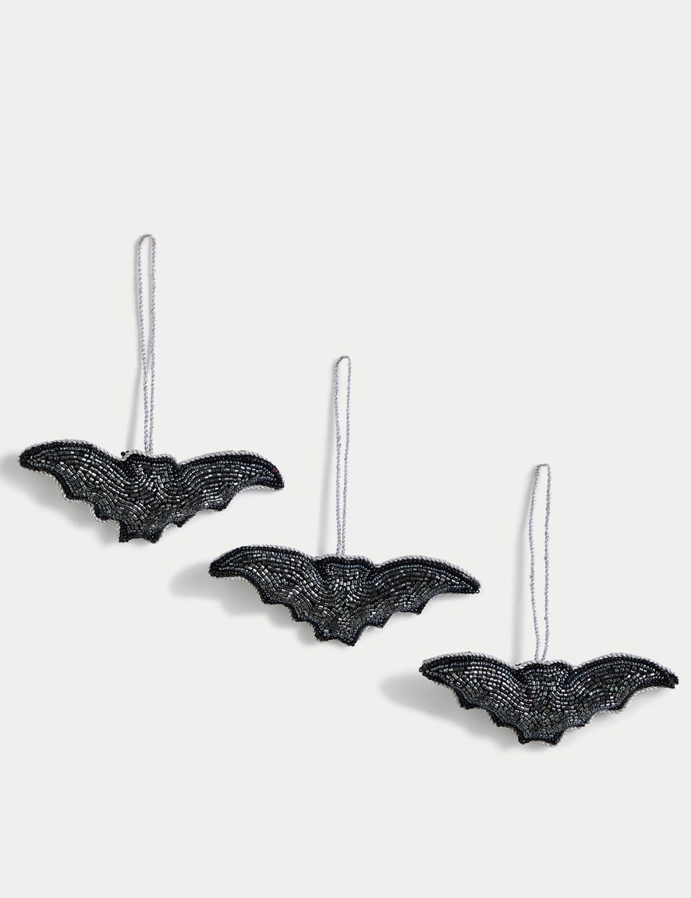 3pcs Black Beaded Hanging Bat Decorations