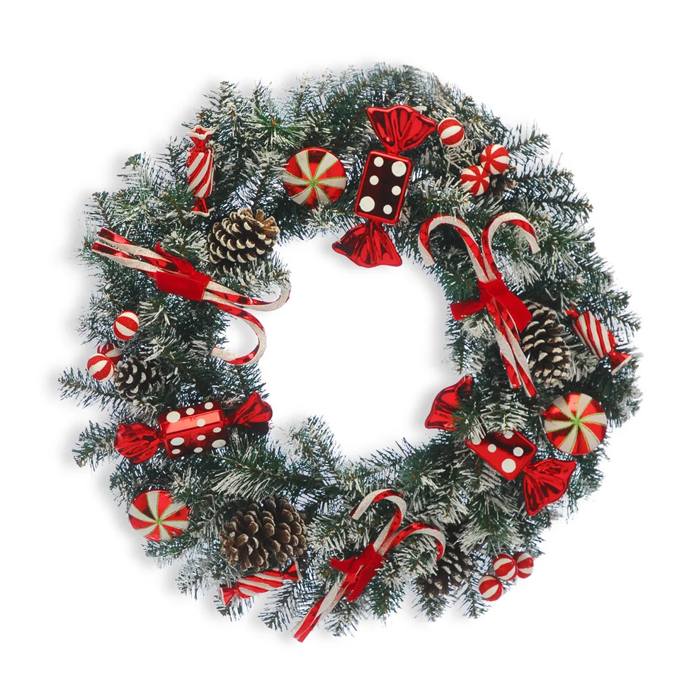 Red & White Candy Cane Wreath