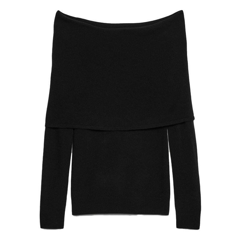 Lightweight Cashmere Off-Shoulder Sweater