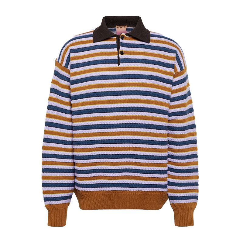 × The Elder Statesman Cashmere and Wool Polo Sweater