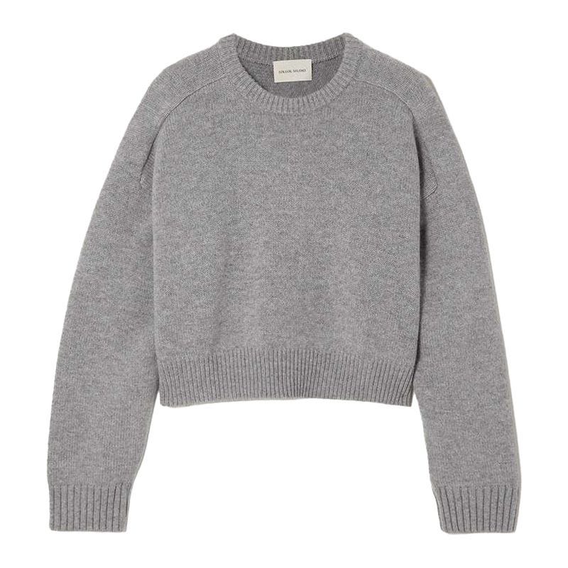 Bruzzi Wool-Cashmere Raglan-Sleeve Crop Sweater