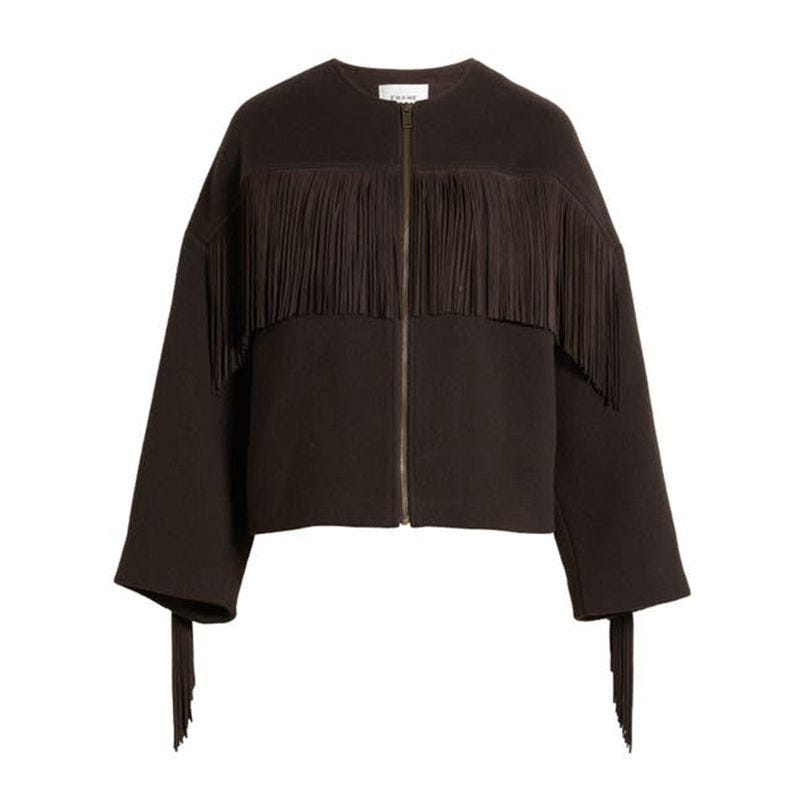 Mix Suede Fringe Coat