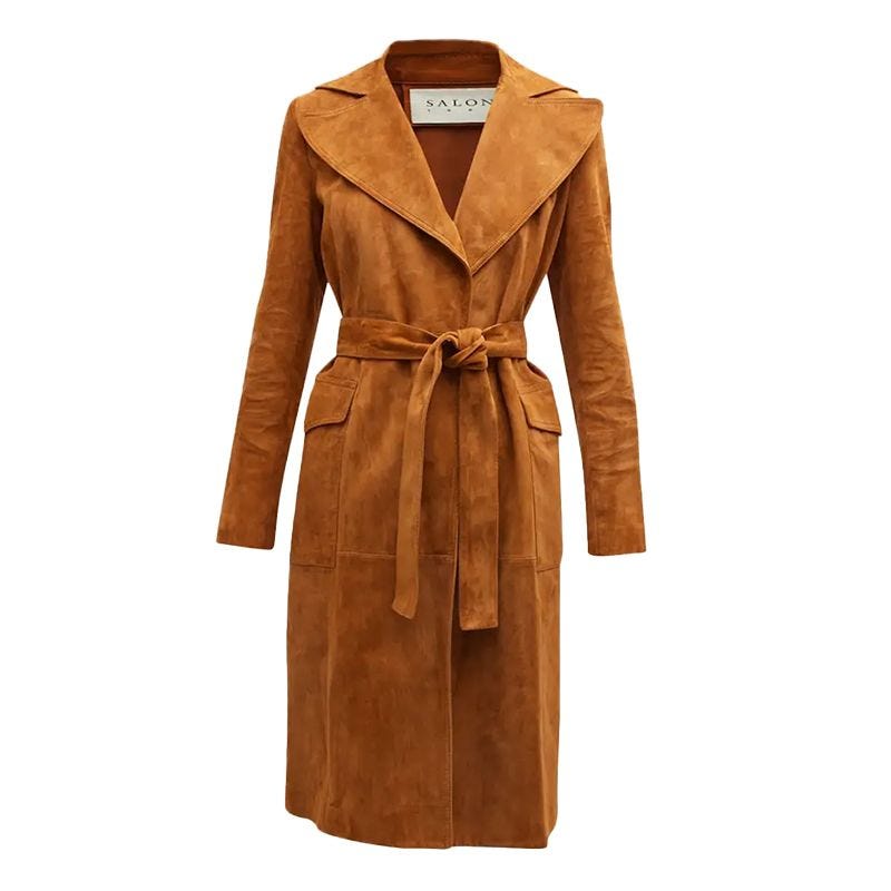 Ry Belted Suede Wrap Coat