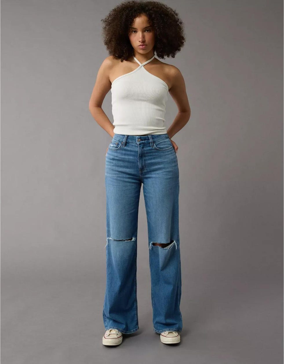 Dreamy Drape Stretch Curvy Super High-Waisted Baggy Wide-Leg Jean
