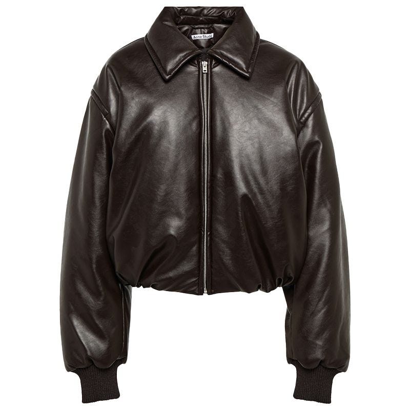 Faux-Leather Bomber Jacket