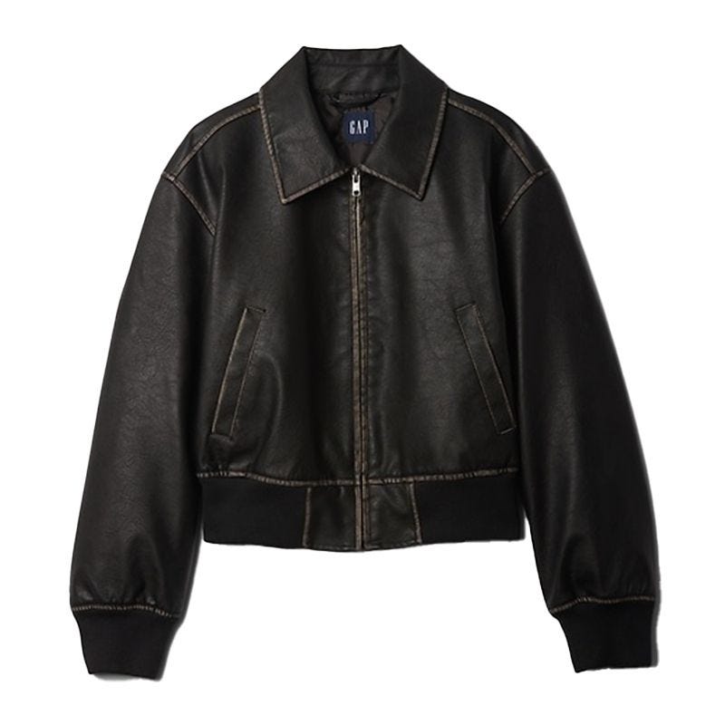 Vegan Leather Bomber Jacket