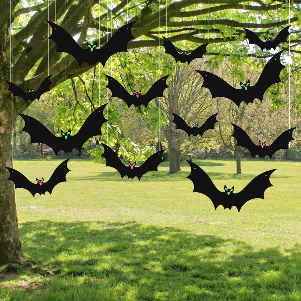 12PCS Hanging Bats Halloween Decorations Outdoor