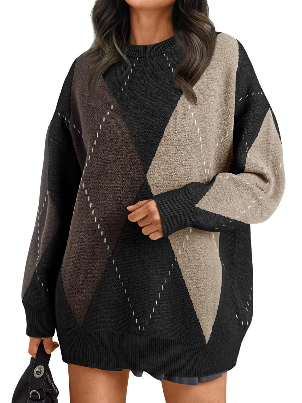 Trendy Queen Color Block Oversized Sweater