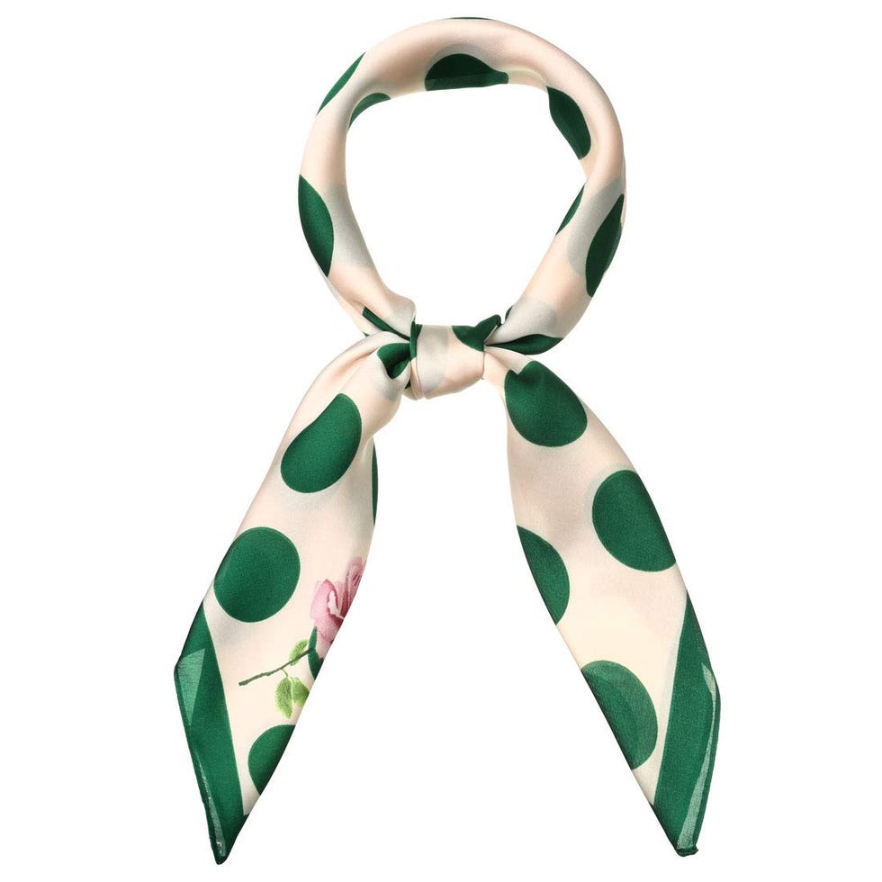 Polka dot scarf with a square neckline