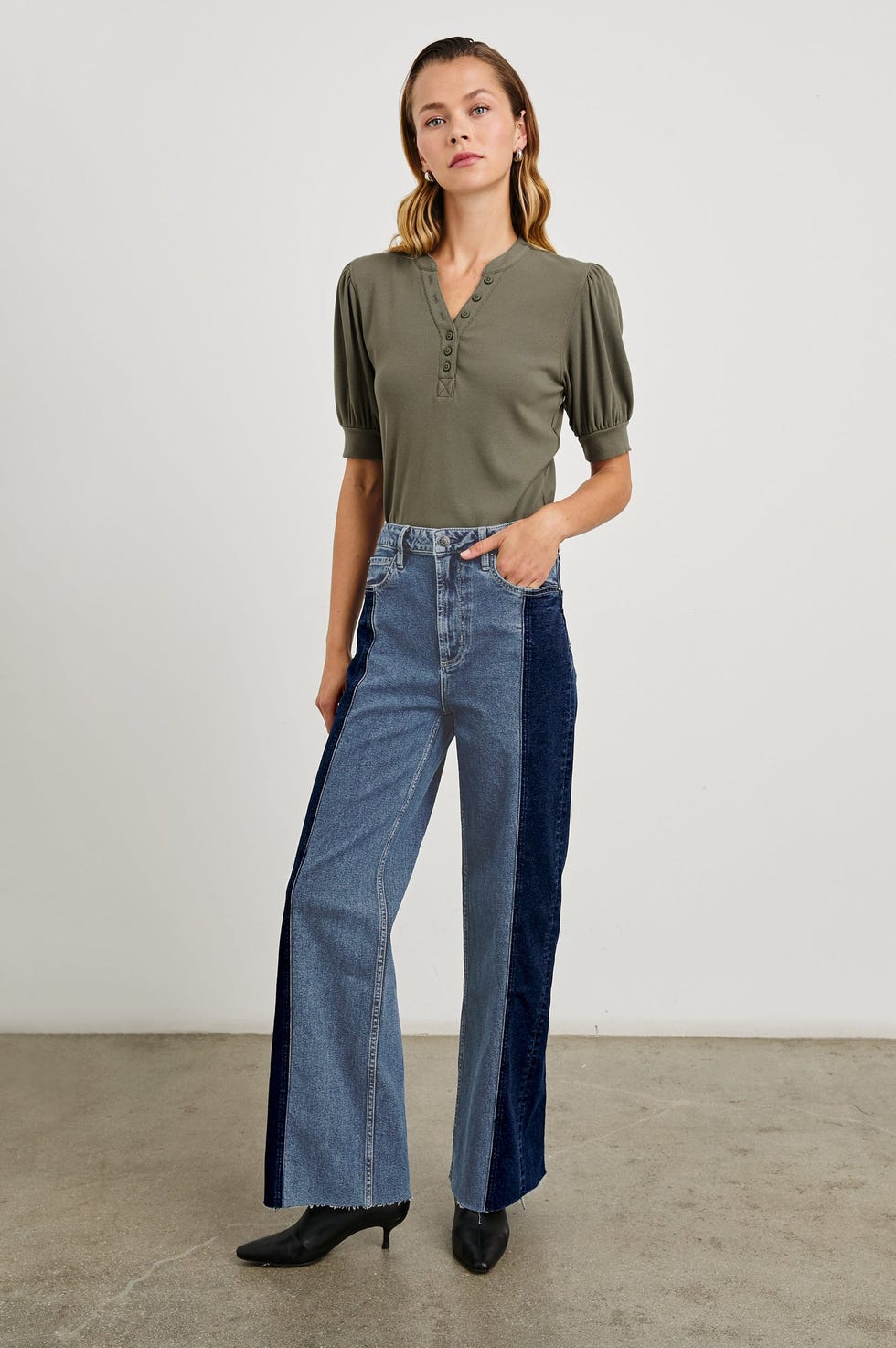 Getty Paneled Wide Leg Jeans