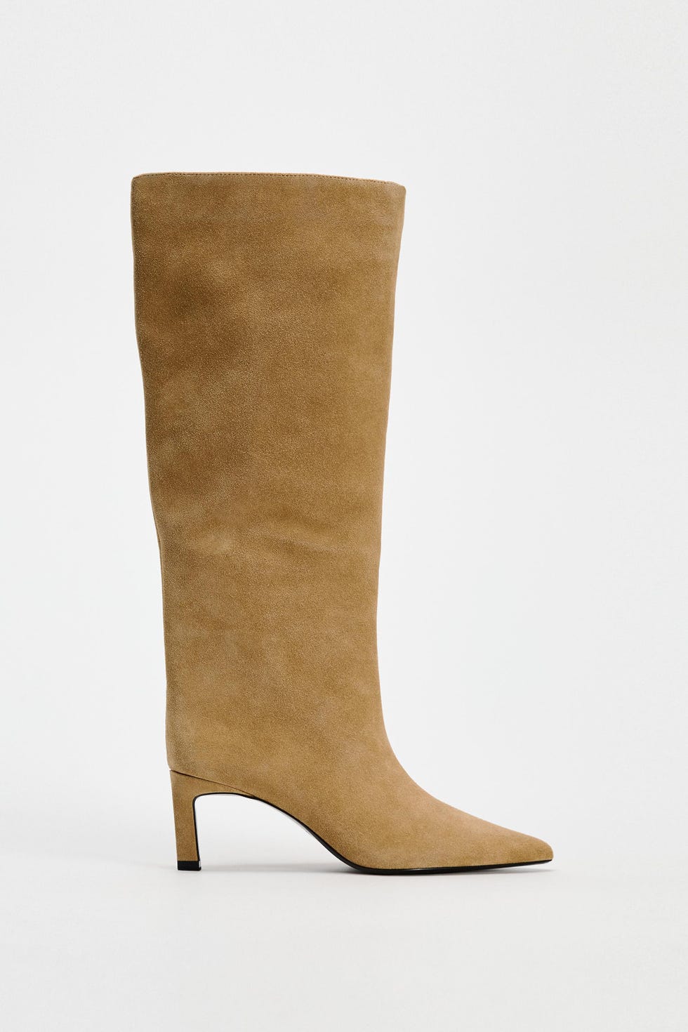 Heeled Suede High Knee Boots