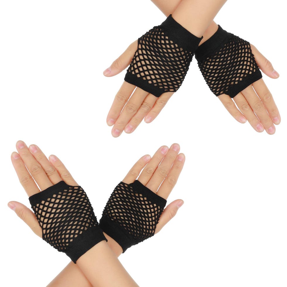 Black fingerless mesh gloves