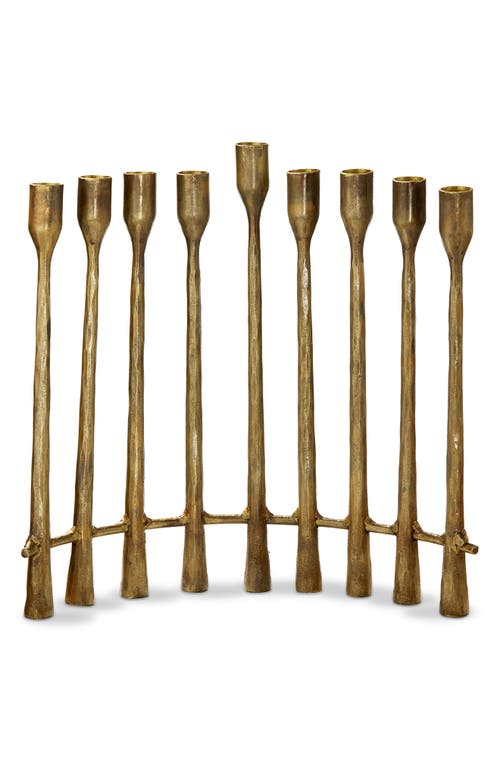 Curved Menorah in Antique Brass