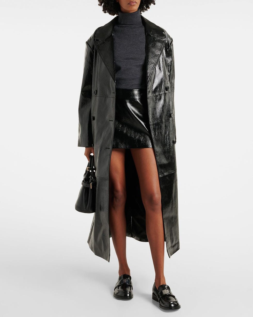 Tina Faux Leather Trench Coat