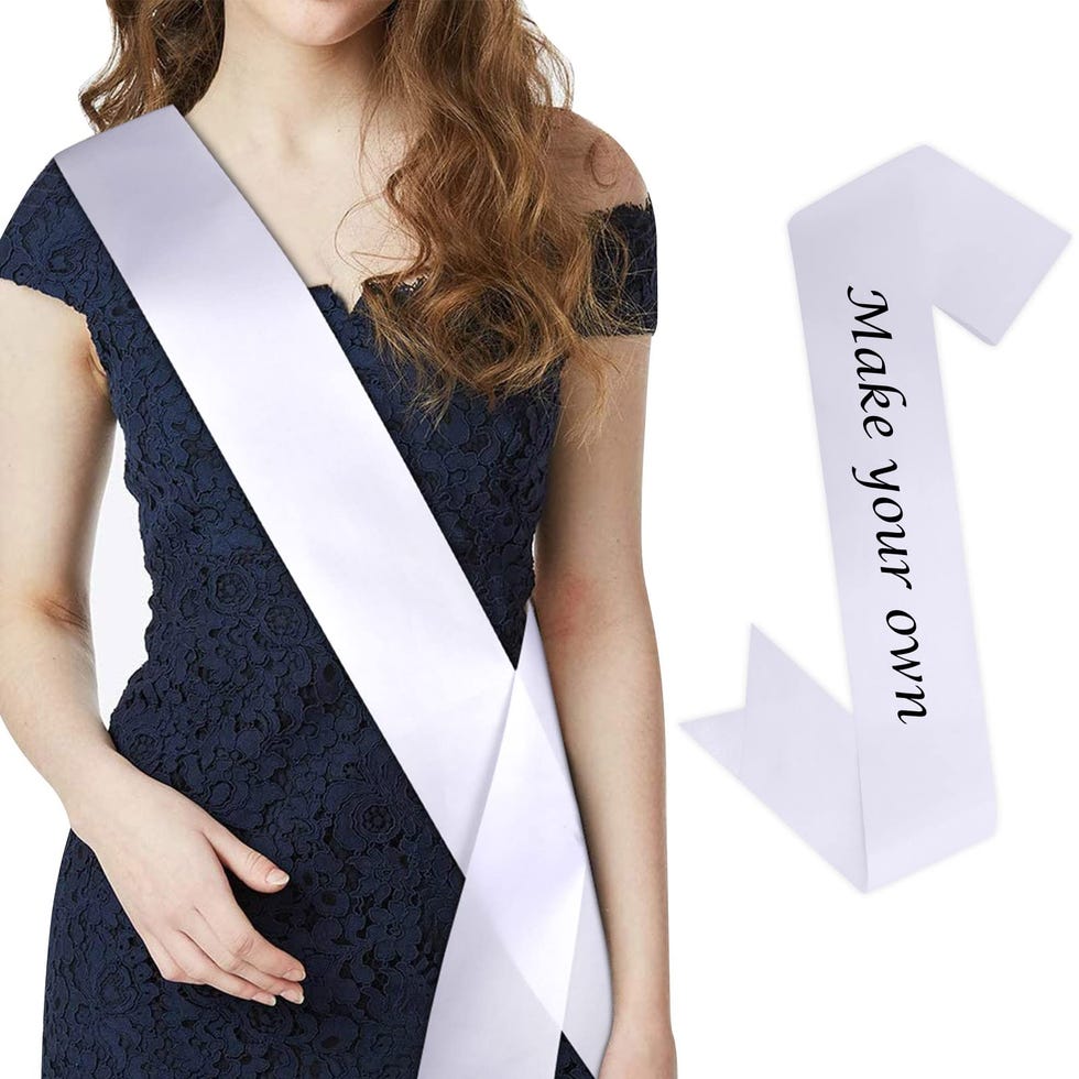 White blank satin sash