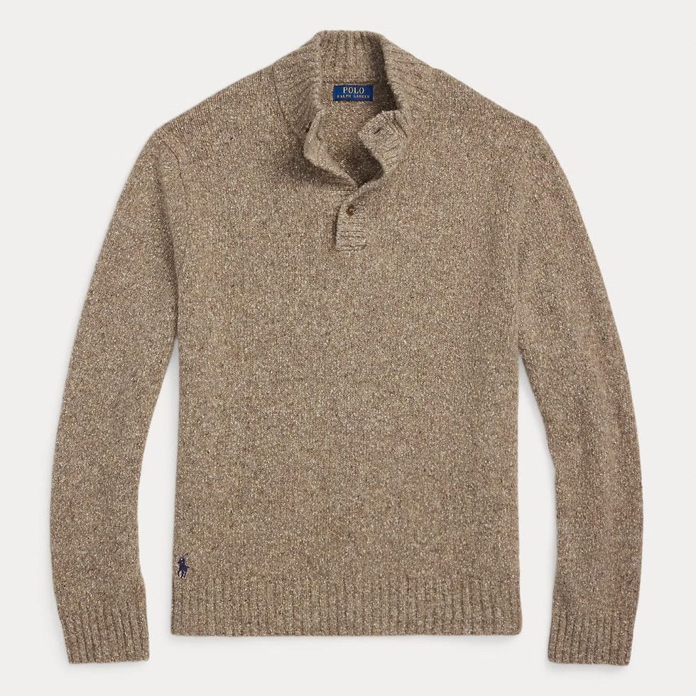 Speckled Wool-Blend Mockneck Sweater