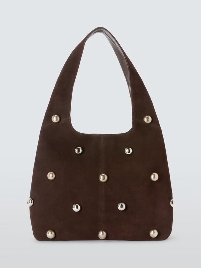 Large Embellished Suede Hobo Bag