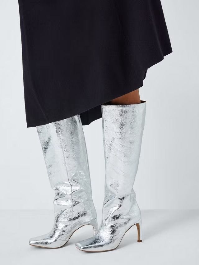 Stiletto Heel Long Leather Boot