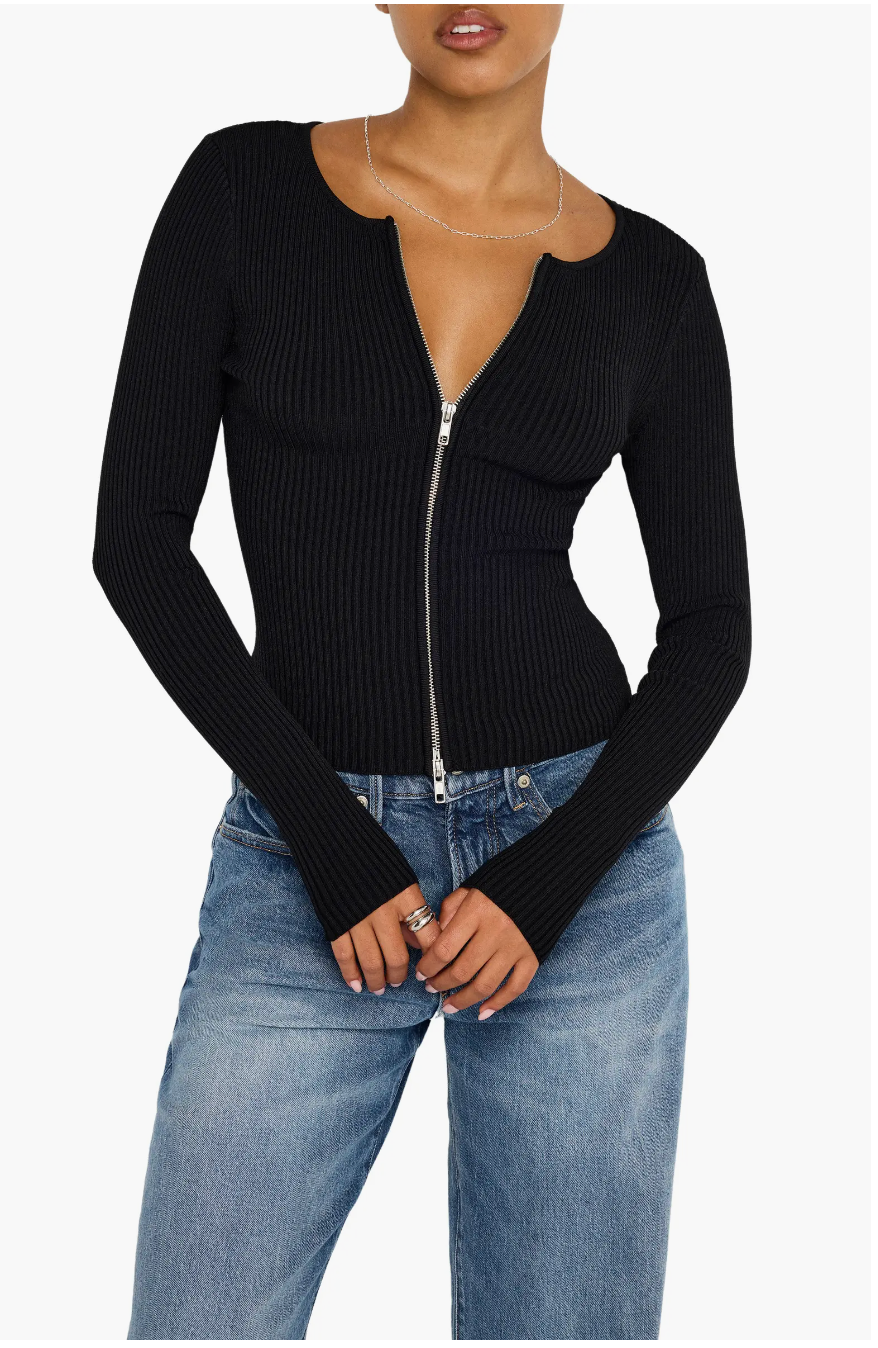 Virgo Rib Zip Cardigan