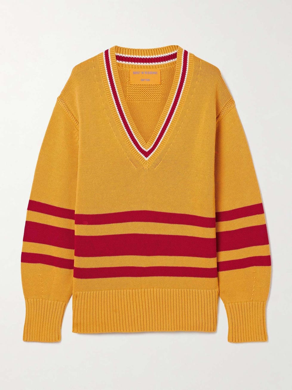 Striped knitted cotton sweater