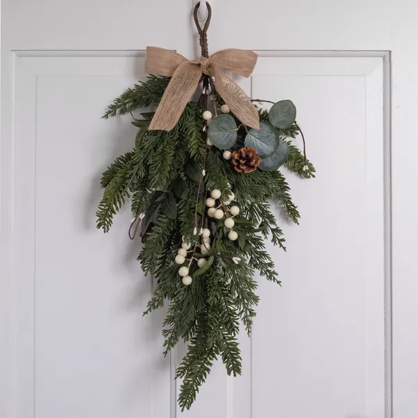 Mistletoe & Pine Cone Door Swag
